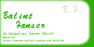 balint hanser business card